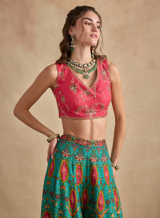 Urja hot pink and sea blue sharara set