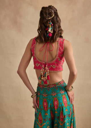 Urja hot pink and sea blue sharara set