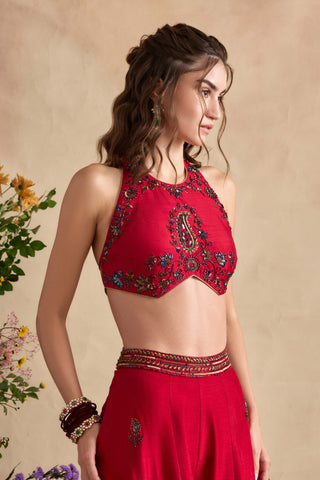 Aneeka crimson pink sharara set
