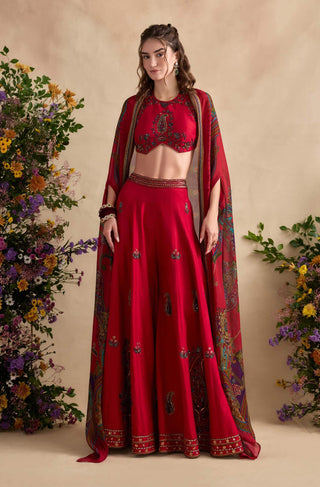 Aneeka crimson pink sharara set
