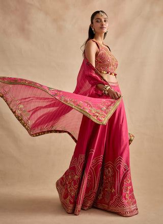 Raiba hot pink sharara set