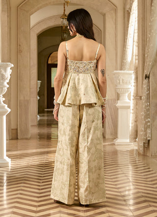 ivory jacquard peplum and pants