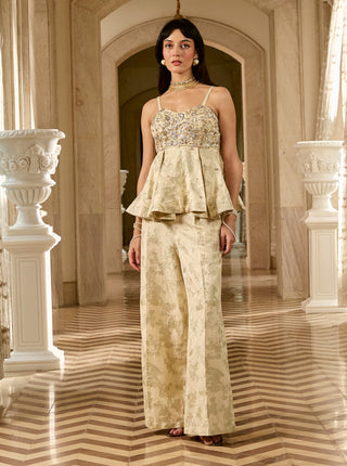 ivory jacquard peplum and pants
