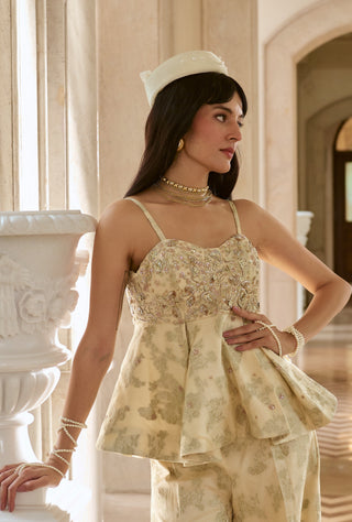 ivory jacquard peplum and pants