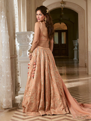 Onion pink silver jacquard lehenga set