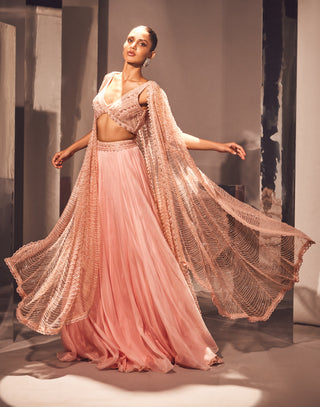 Ritika Mirchandani-Ayla Pink Lehenga Cape Set-INDIASPOPUP.COM