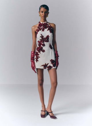 Crimson Bloom Mini Dress