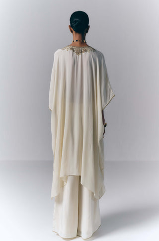 Ivory Embroidered Kaftan With Pants