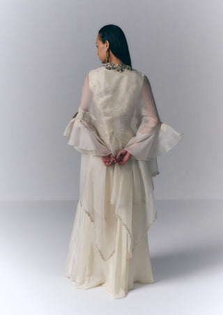 Ivory Bloom Cape And Skirt Set