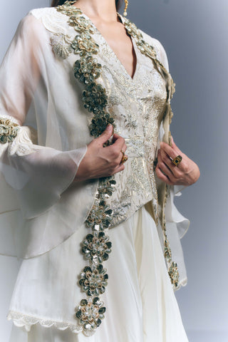 Ivory Bloom Cape And Skirt Set