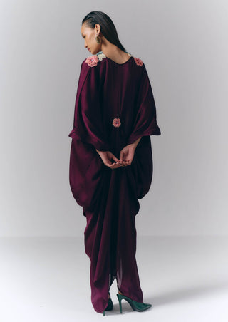 Pink Embroidered Drape Kaftan