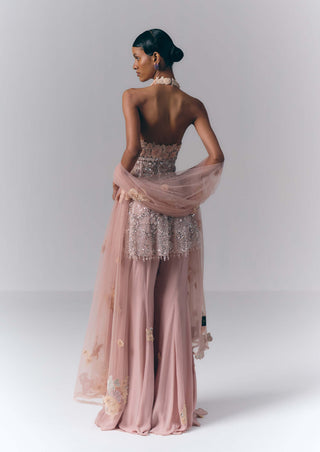 Blush Pink Embroidered Sharara Set