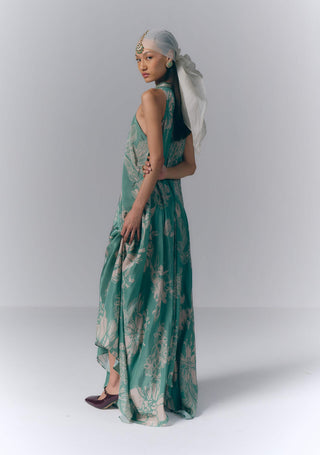 Aqua Whisper Printed Maxi Dress