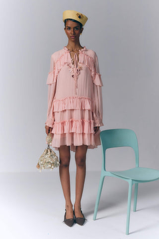 Peach Tiered Mini Dress
