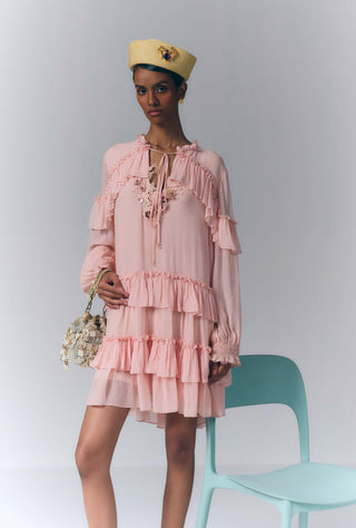 Peach Tiered Mini Dress