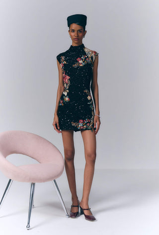 Midnight Bloom Sequin Mini Dress