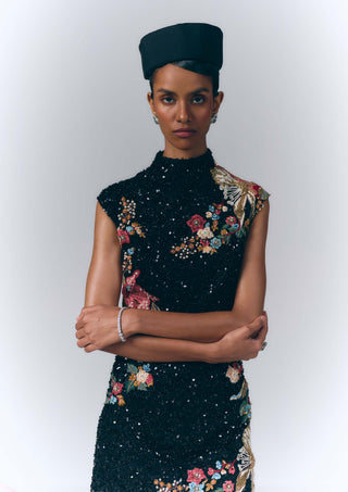 Midnight Bloom Sequin Mini Dress