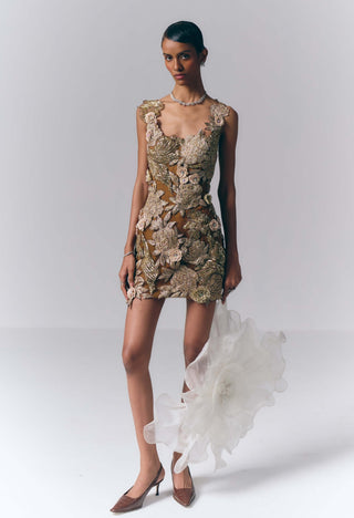 Metallic Bloom Mini Dress
