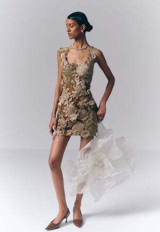 Metallic Bloom Mini Dress