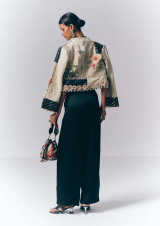 Patchwork Jacket And Tailored Pant Set