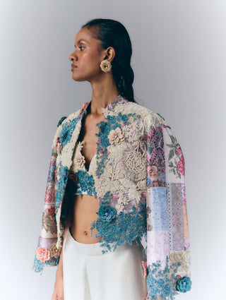 Floral Embroidered Jacket And Pant Set
