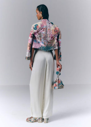 Floral Embroidered Jacket And Pant Set
