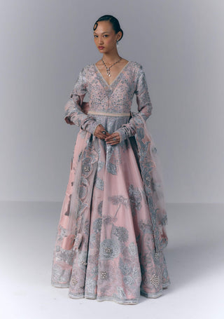 Pink Garden Anarkali With Dupatta