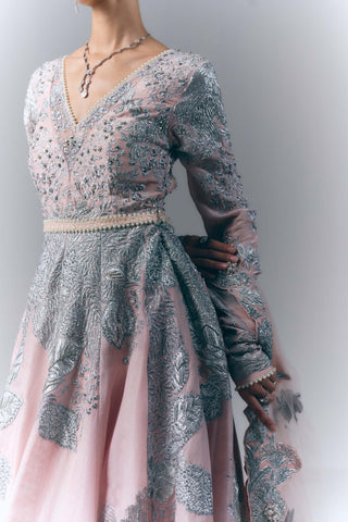 Pink Garden Anarkali With Dupatta