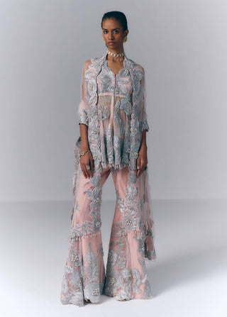 Aurora Blush Peplum And Sharara Set