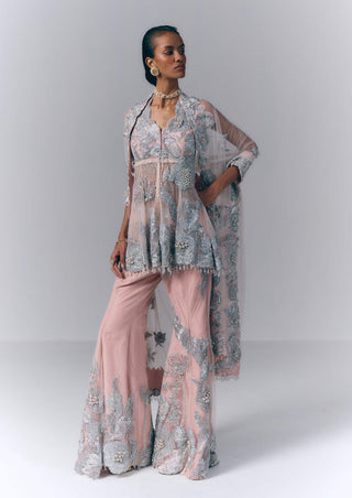 Aurora Blush Peplum And Sharara Set