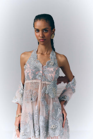 Aurora Blush Peplum And Sharara Set