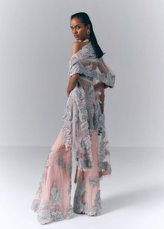 Aurora Blush Peplum And Sharara Set