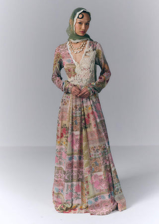 Patchwork Embroidered Anarkali With Dupatta