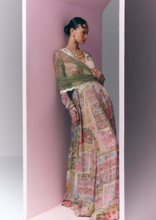 Patchwork Embroidered Anarkali With Dupatta