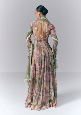 Patchwork Embroidered Anarkali With Dupatta