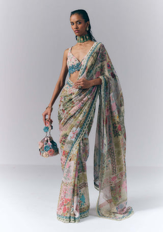 Botanical Mosaic Sari Set