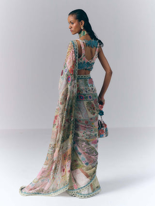 Botanical Mosaic Sari Set