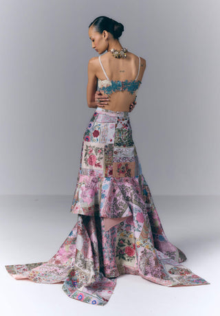 Botanical Mosaic Asymmetrical Skirt Set