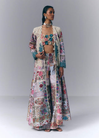 Patchwork Embellished Jacket And Palazzo Set