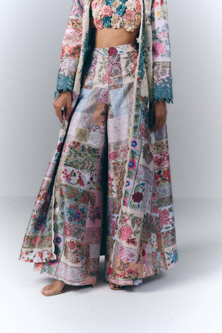 Patchwork Embellished Jacket And Palazzo Set