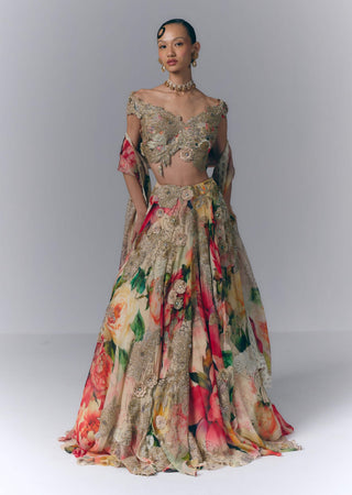 Multicolored Floral Lehenga Set