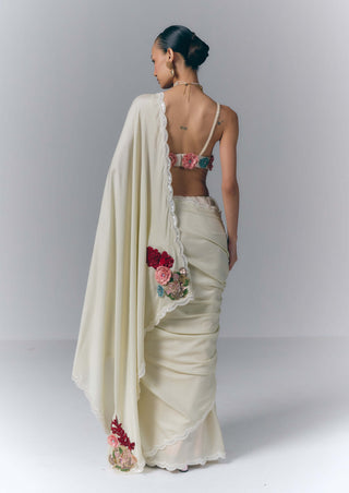 Ivory Blossom Drape Sari Set