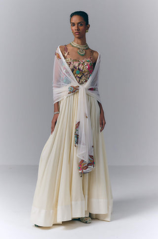 Ivory Bloom Anarkali With Dupatta