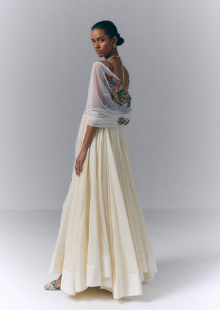Ivory Bloom Anarkali With Dupatta
