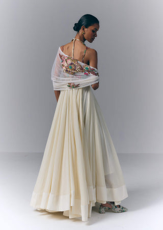 Ivory Bloom Anarkali With Dupatta