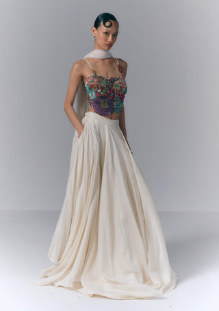 Ivory Flora Appliqué Skirt Set