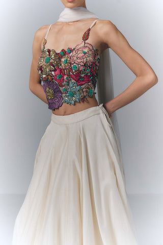 Ivory Flora Appliqué Skirt Set