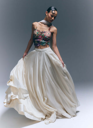 Ivory Flora Appliqué Skirt Set
