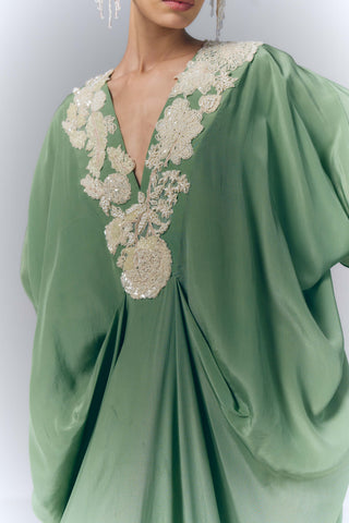 Olive Bloom Drape Kaftan