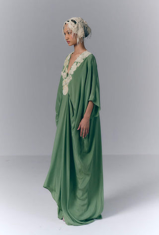 Olive Bloom Drape Kaftan